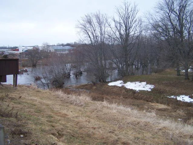 The Big Eau Pleine River flows past the National Water Prediction Service gauge near Stratford, Wisconsin.