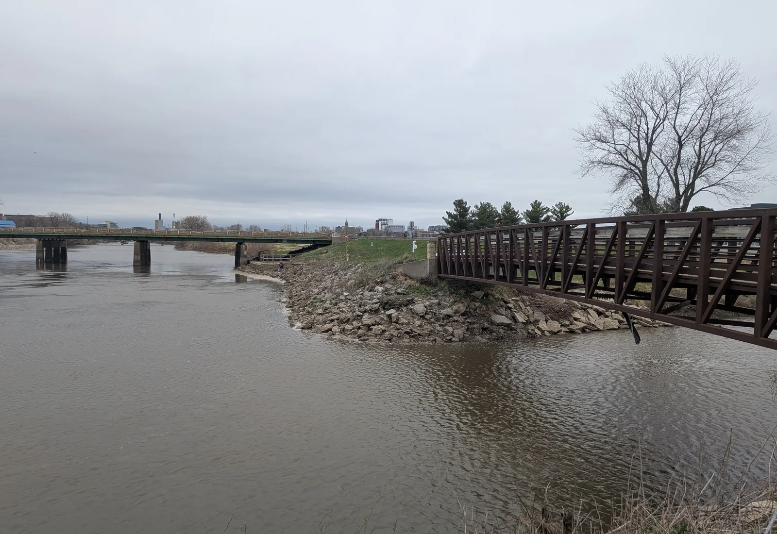 Ralston Creek joins the Iowa River in Iowa City.