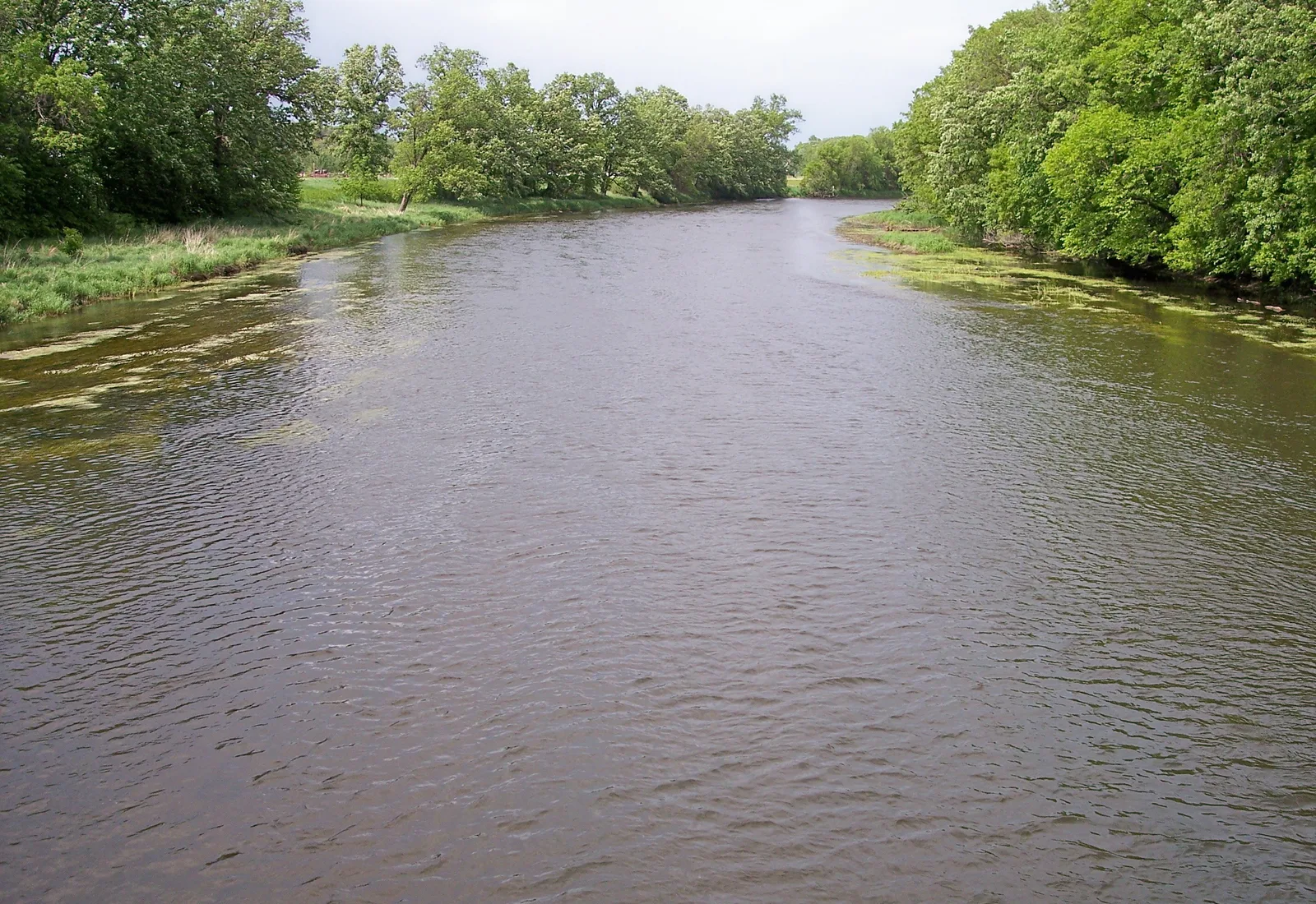 The Long Prairie River flows past wooded banks in rural Minnesota.