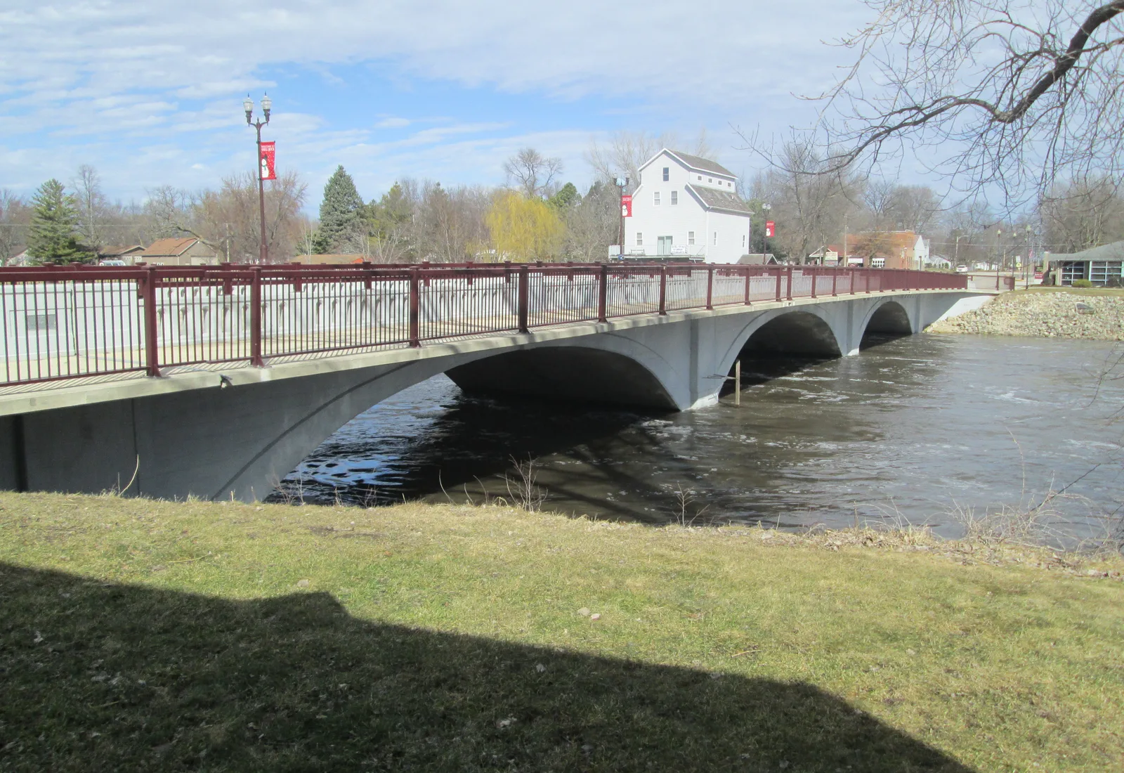 The Cherry Street Bridge crosses the Shell Rock River in Iowa.
