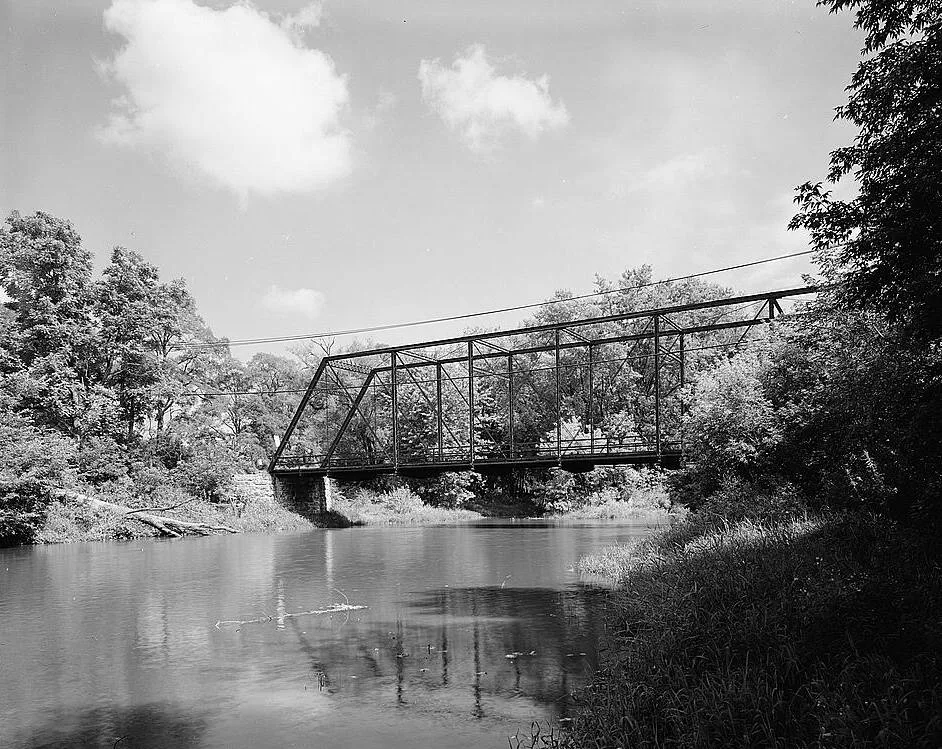 Turtleville Iron Bridge spans Turtle Creek near Beloit, Wisconsin.