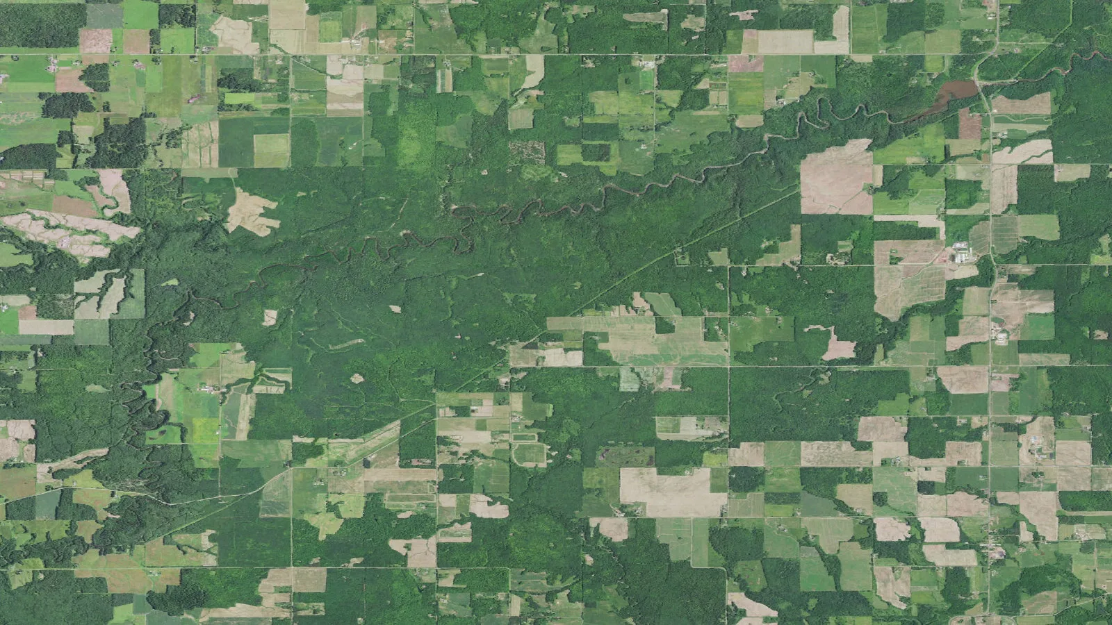 Aerial orthoimagery shows the northwest Wisconsin White River corridor between Maple Ridge Road and Highway 112.